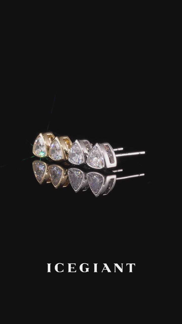 Triangle-Bezel Moissanite Stud Earrings