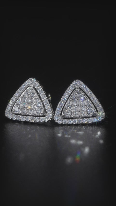 Baguette & Round Moissanite Triangle Shaped Earrings