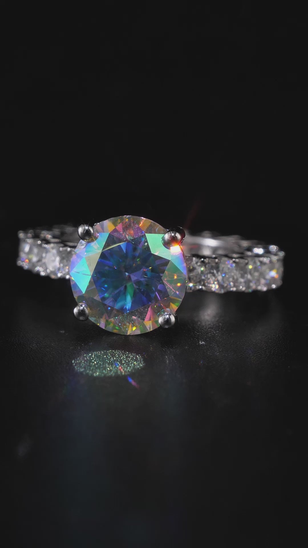4CT Rainbow Moissanite Engagement Ring