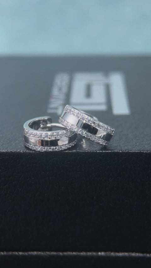 Moissanite Border Hoop Earrings