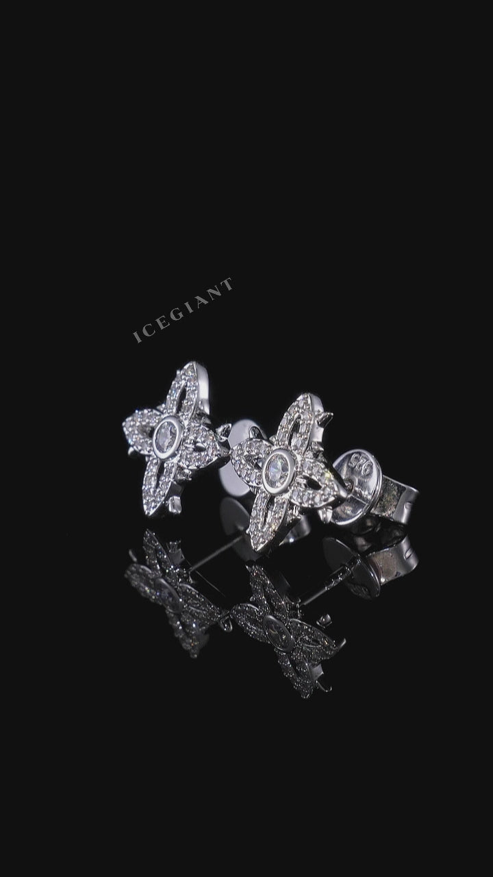 Spiked Cross Hollow Moissanite Stud Earrings