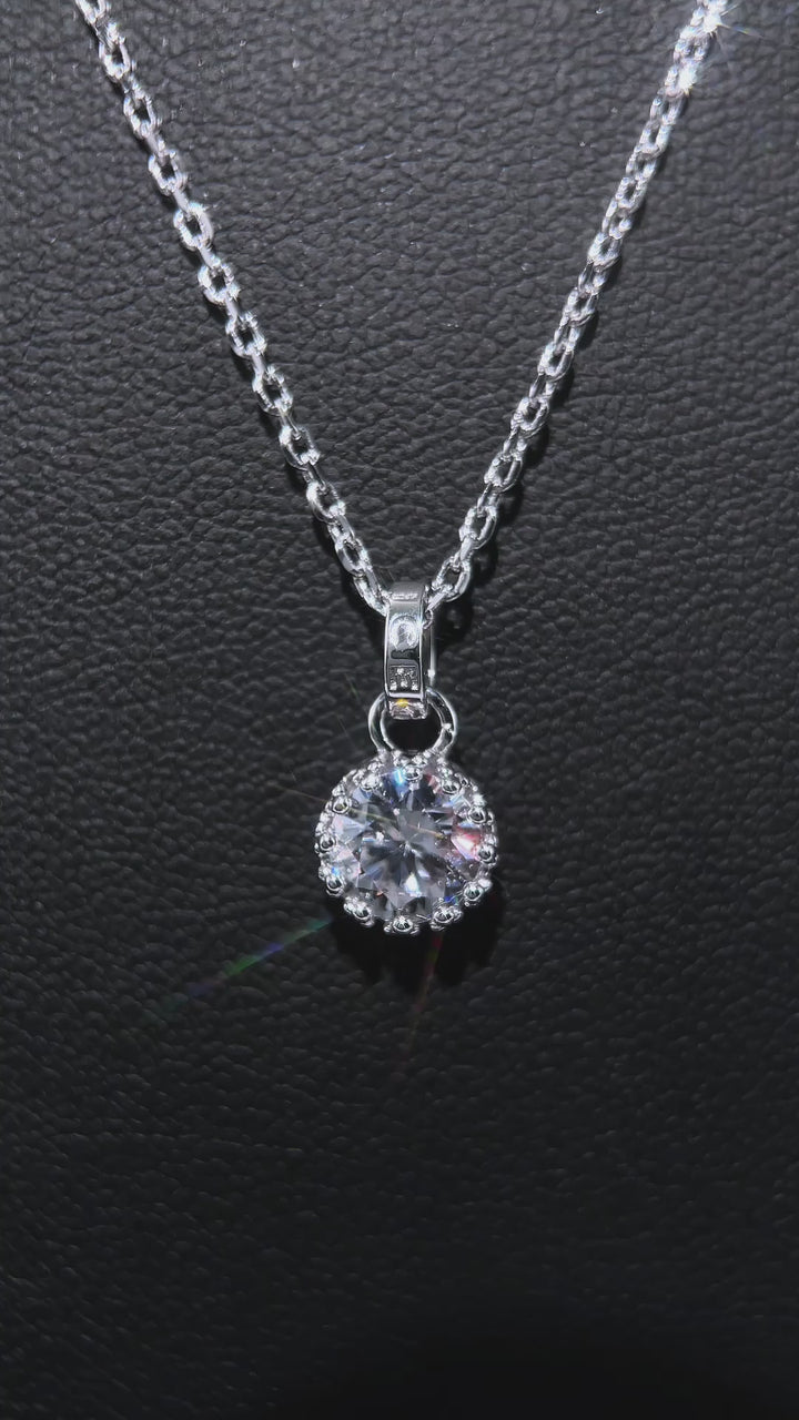 1CT Moissanite Solitaire Adjustable Necklace
