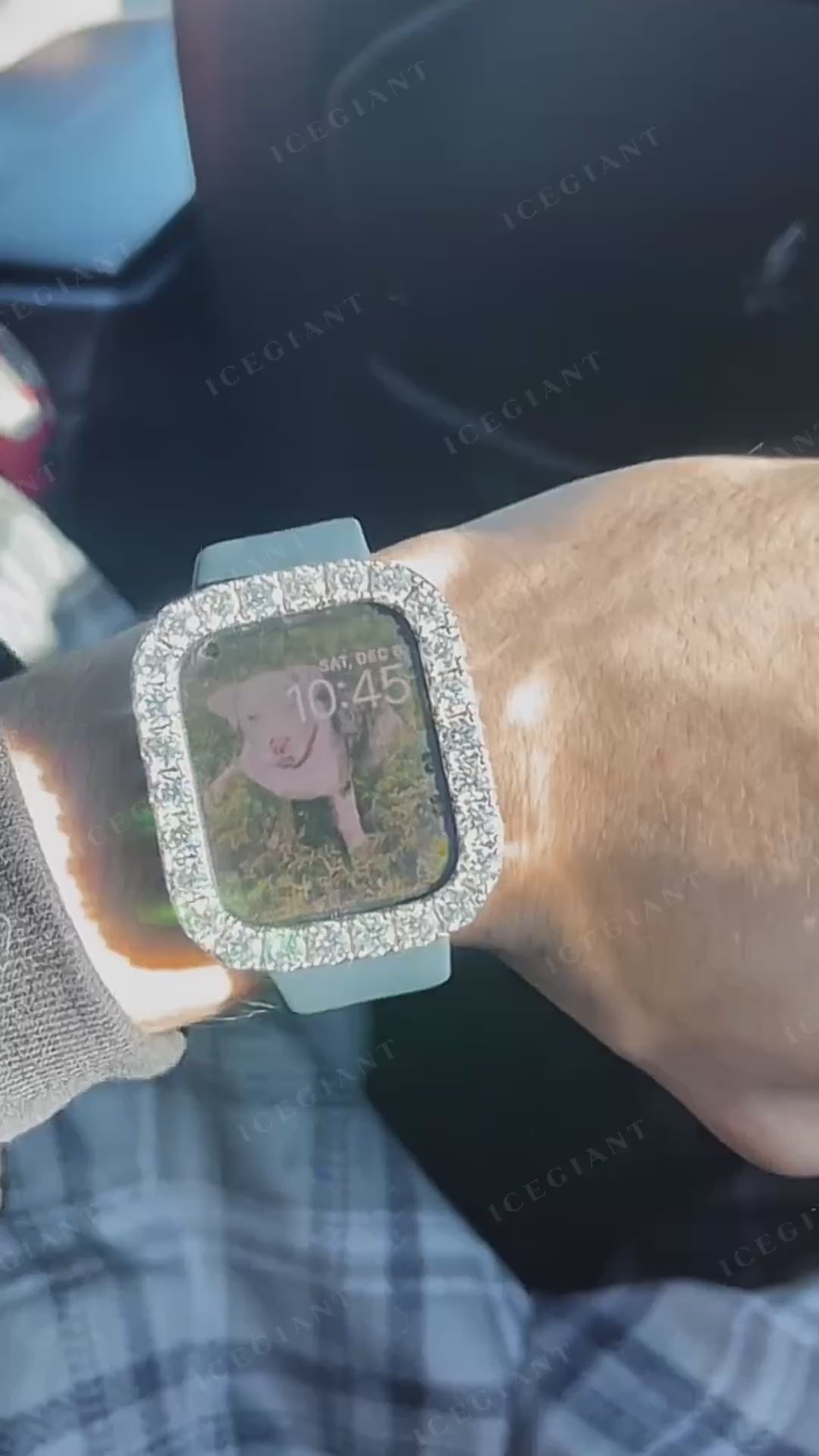 5mm Single Row Moissanite Bezel Case For 44mm Apple Watch SE