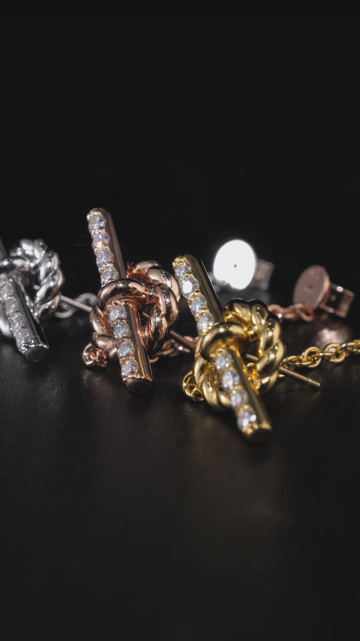 Moissanite Rope Style Drop Stud Earrings