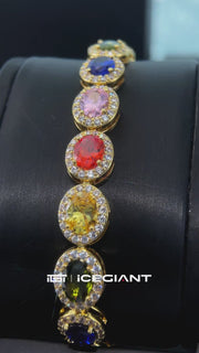 Moissanite Multi-color Oval Gem Bracelet