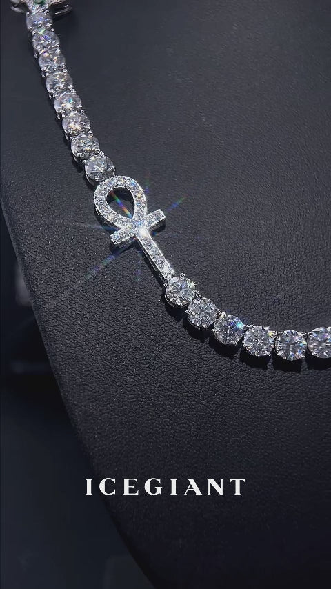 6mm Ankh & Green Clover Moissanite Tennis Chain