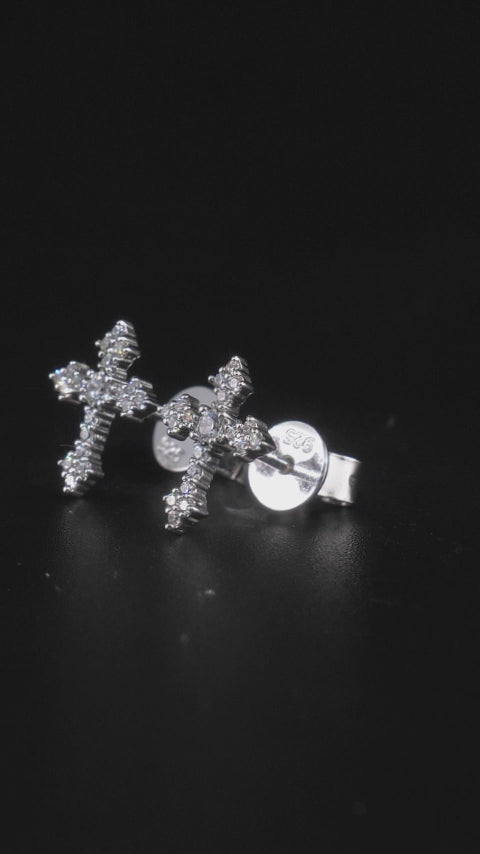 Moissanite Tapered Cross Stud Earrings