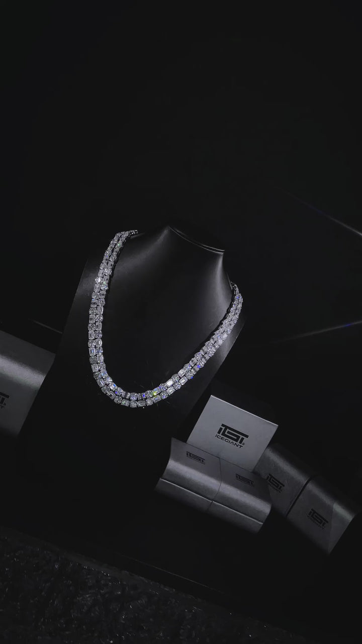 8MM Emerald & Round Cut Moissanite Tennis Chain