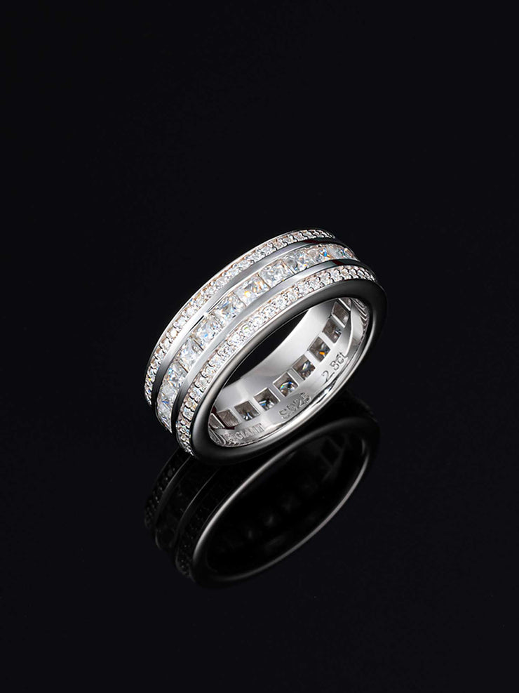 S925 Moissanite Single Row Baguette Band Ring