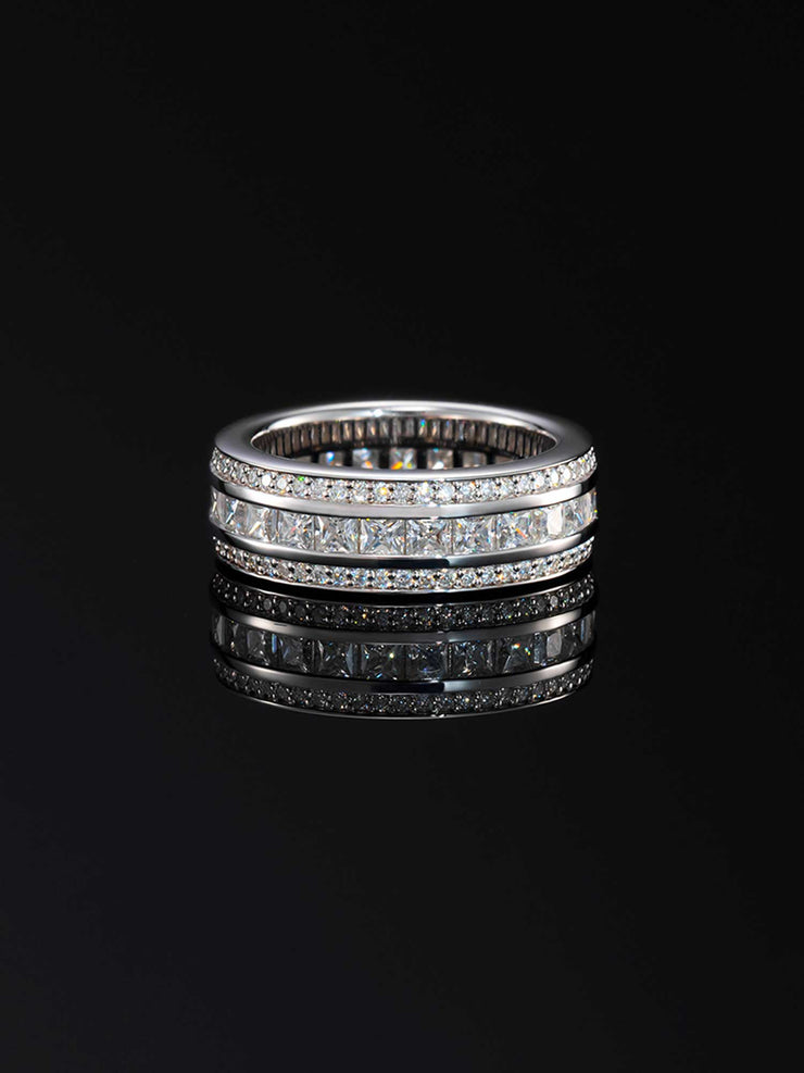 S925 Moissanite Single Row Baguette Band Ring