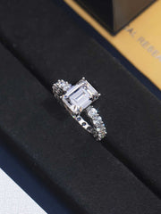 Solitaire Emerald Cut Diamond Eternity Band