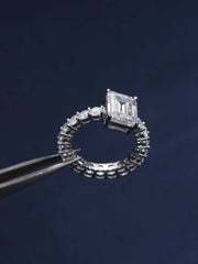 Solitaire Emerald Cut Diamond Eternity Band