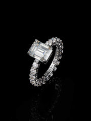 Solitaire Emerald Cut Diamond Eternity Band