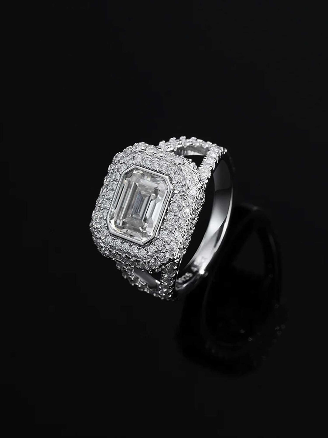 Baguette Cut Platinum Pave Ring