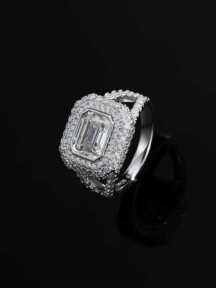 Baguette Cut Platinum Pave Ring