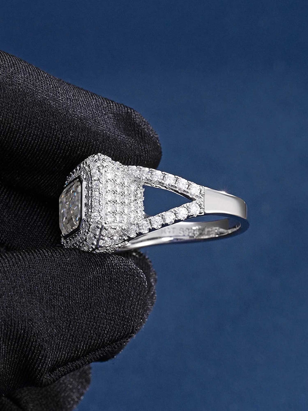 Baguette Cut Platinum Pave Ring