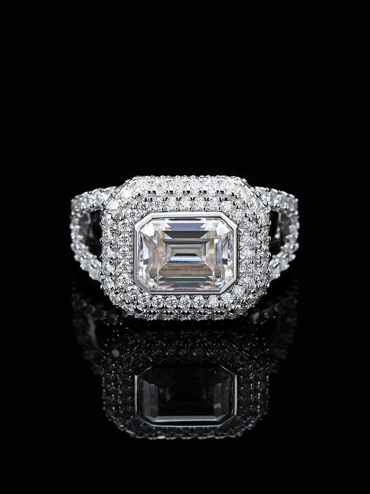 Baguette Cut Platinum Pave Ring