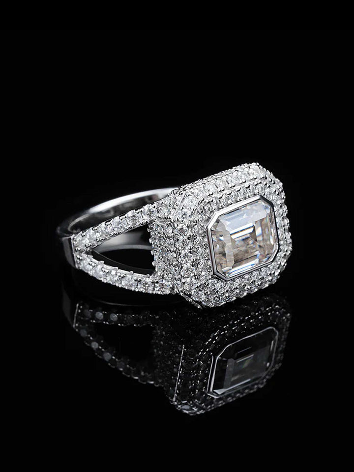 Baguette Cut Platinum Pave Ring