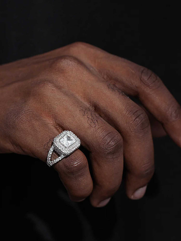 Baguette Cut Platinum Pave Ring