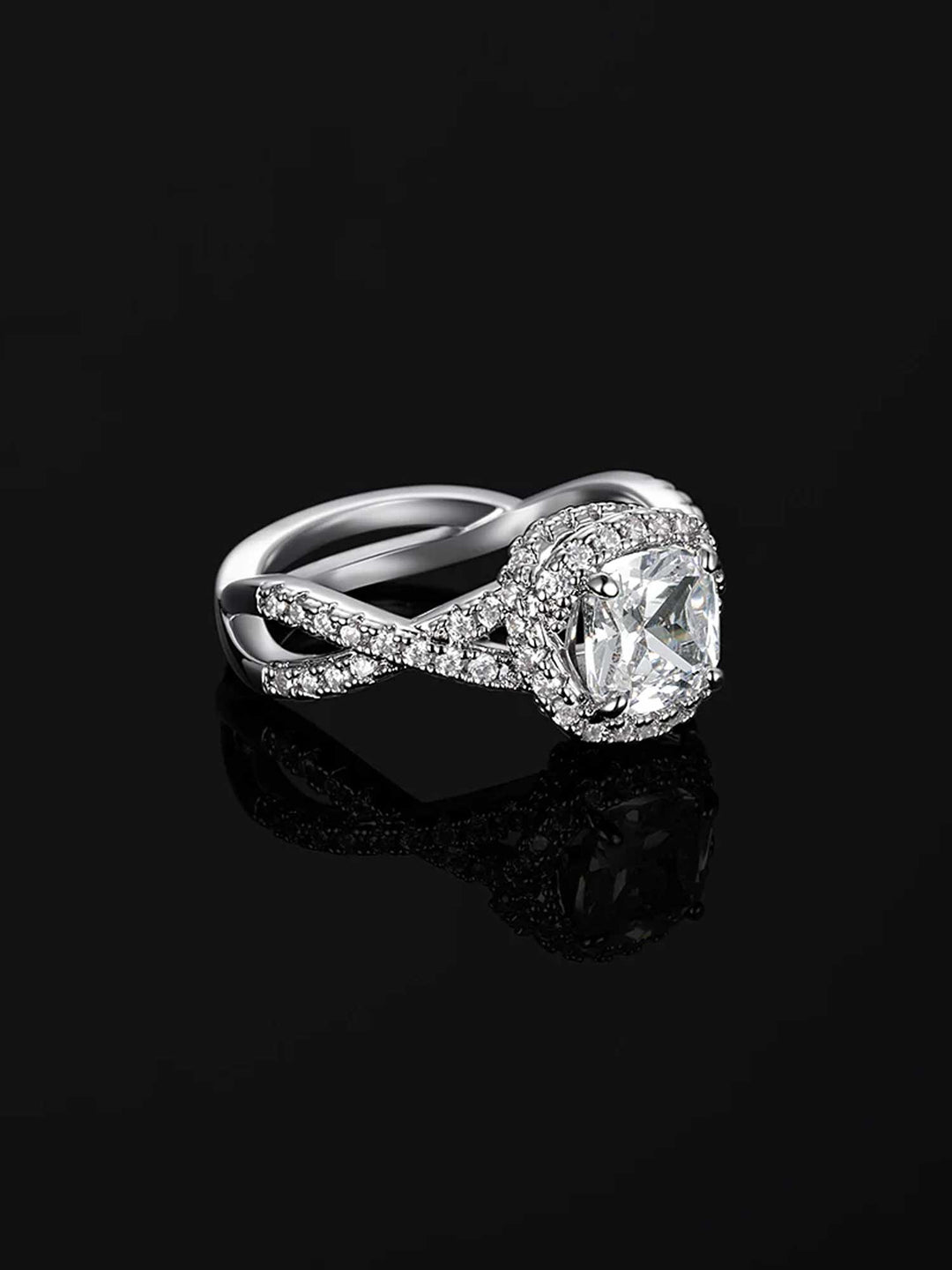 Moissanite Infinity Band Halo Ring
