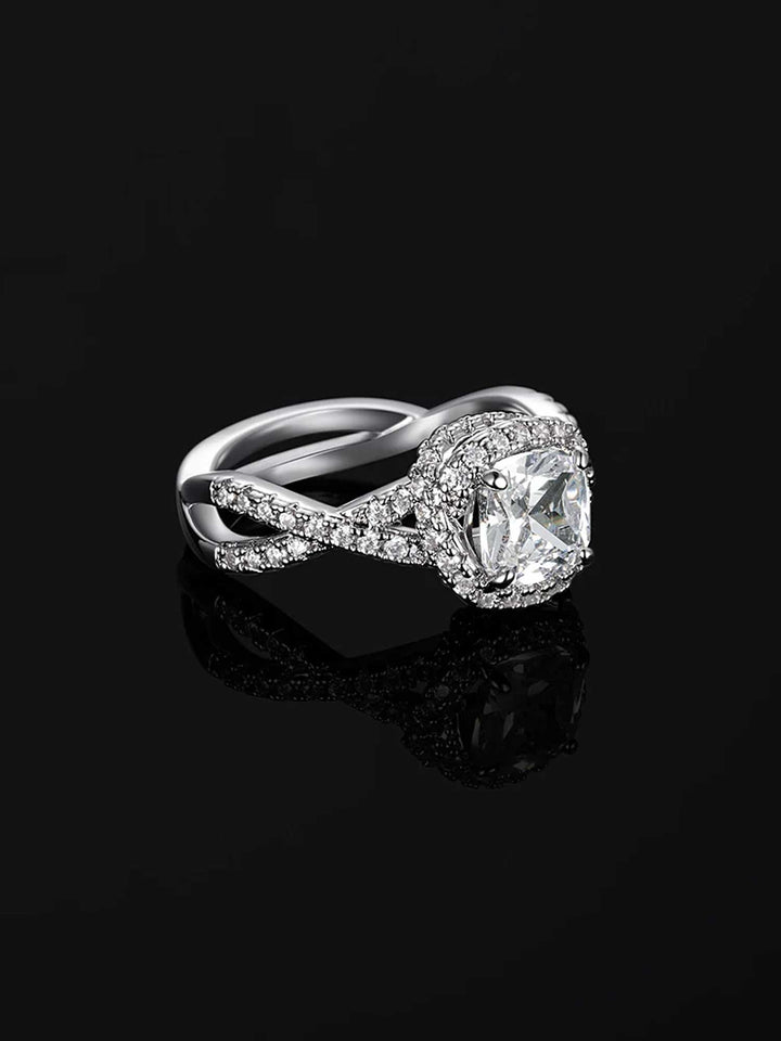 Moissanite Infinity Band Halo Ring
