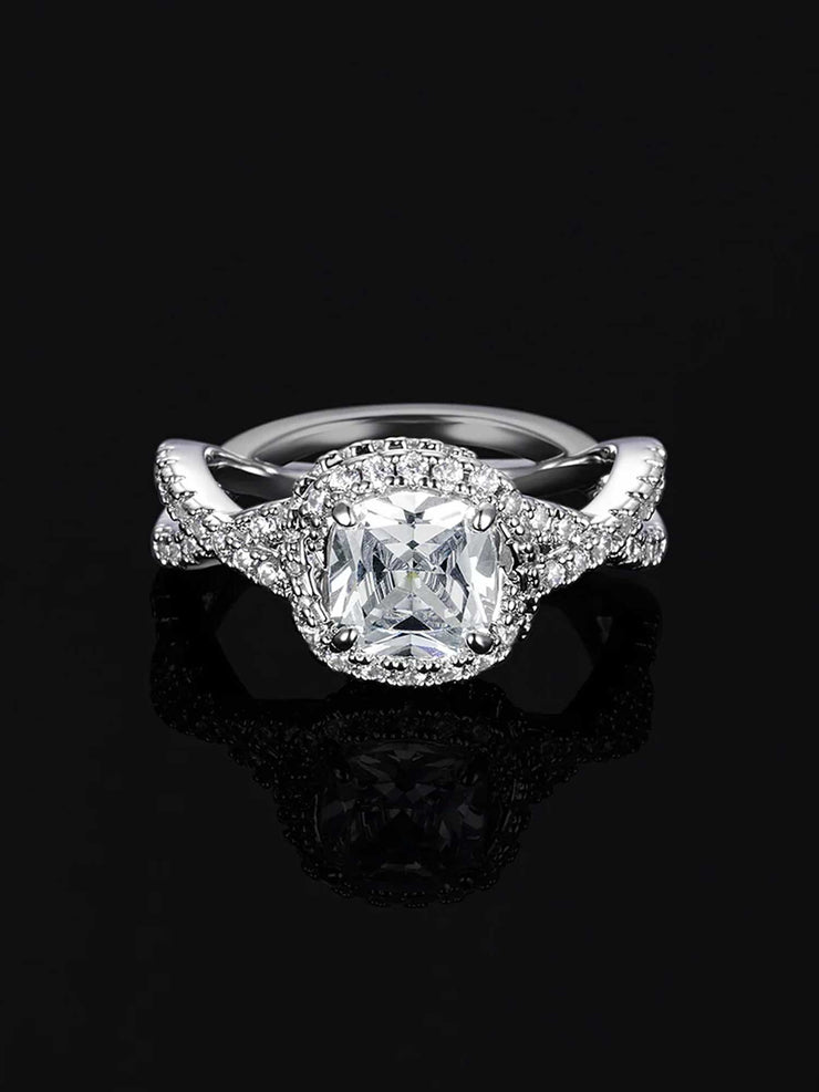 Moissanite Infinity Band Halo Ring