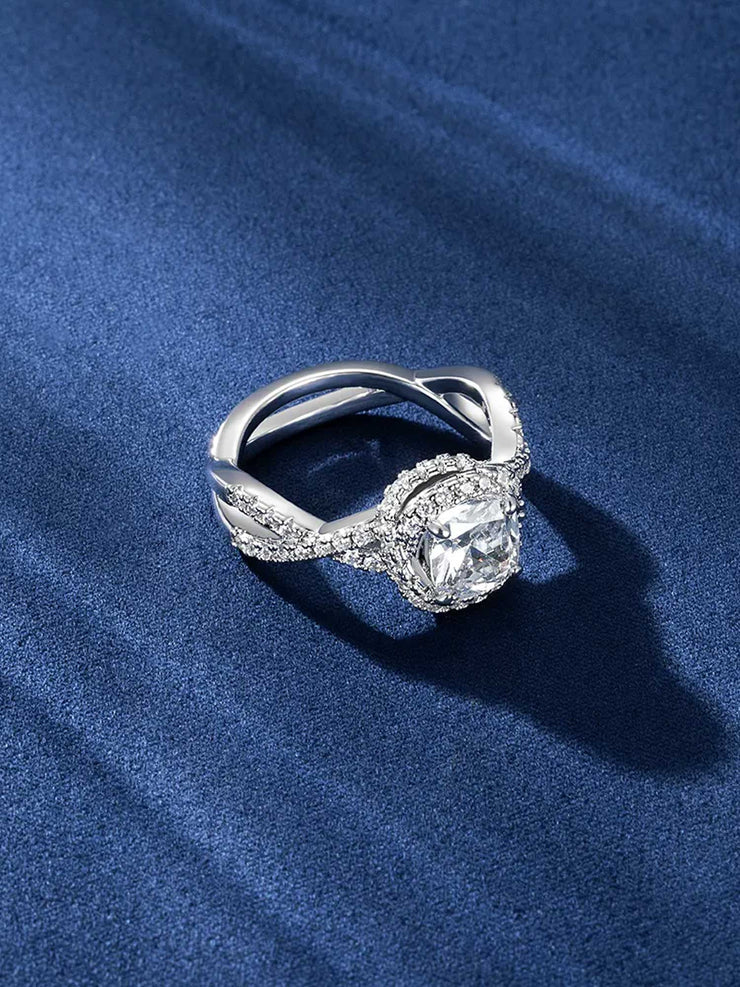 Moissanite Infinity Band Halo Ring