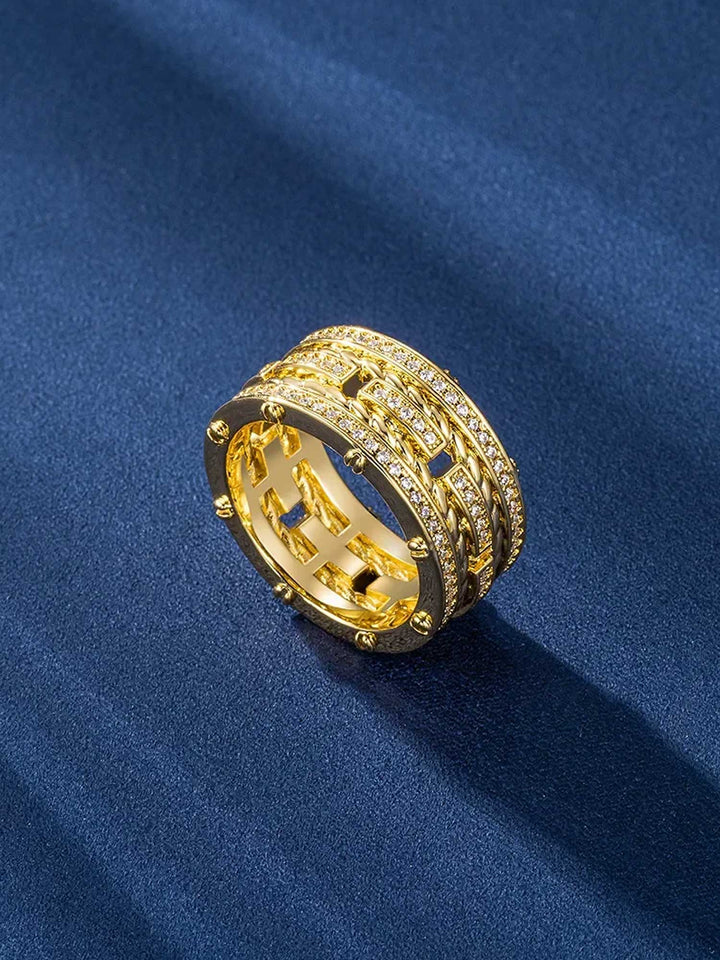 Twisted Rope & Moissanite Multi Row Ring