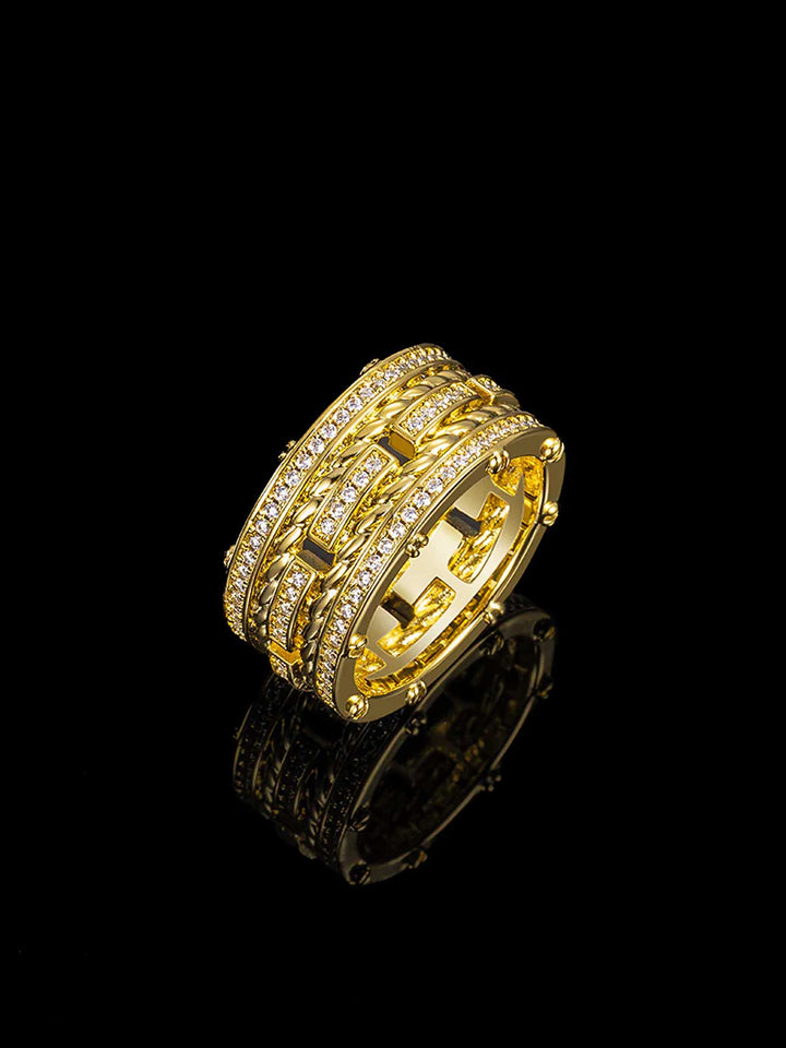 Twisted Rope & Moissanite Multi Row Ring