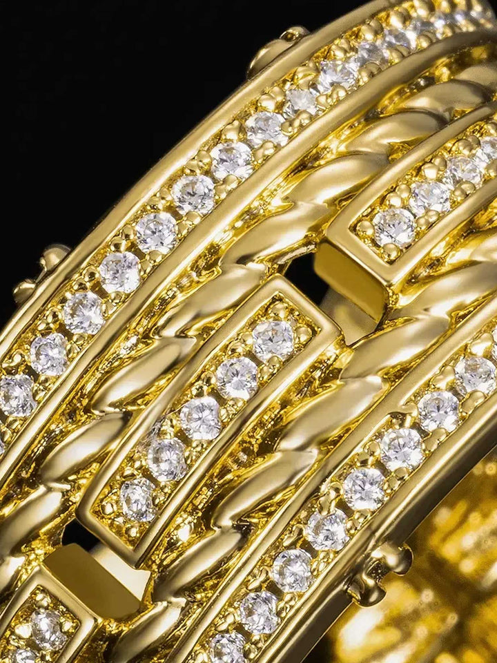 Twisted Rope & Moissanite Multi Row Ring