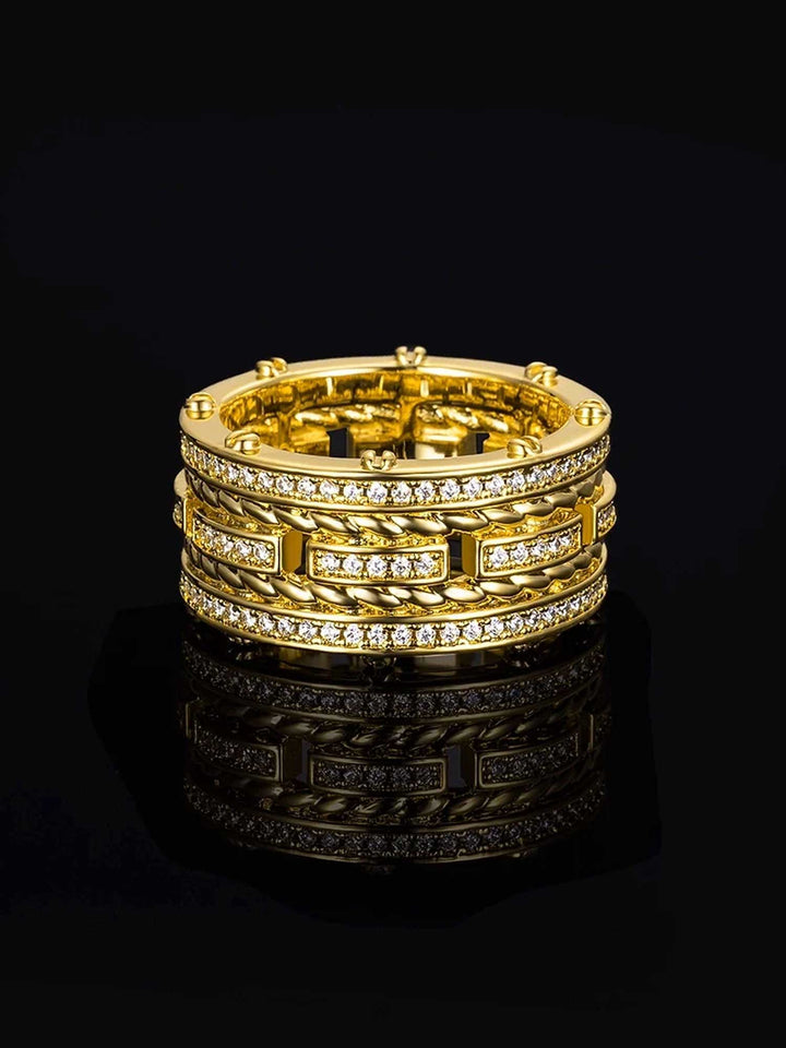Twisted Rope & Moissanite Multi Row Ring