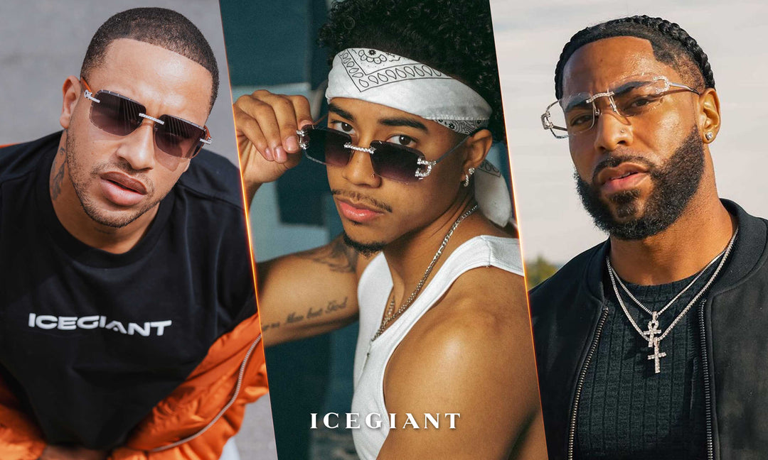 Three individuals wearing sunglasses with 'ICEGIANT' branding.