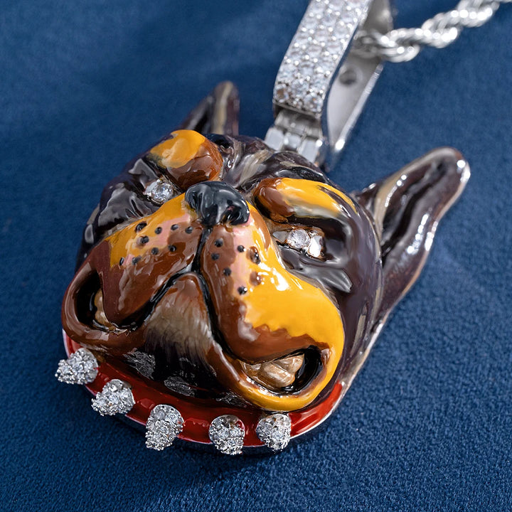 Moissanite Enamel French Bulldog Pendant