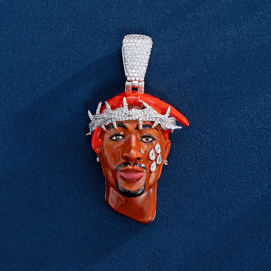 Custom Moissanite Enamel 2pac Pendant