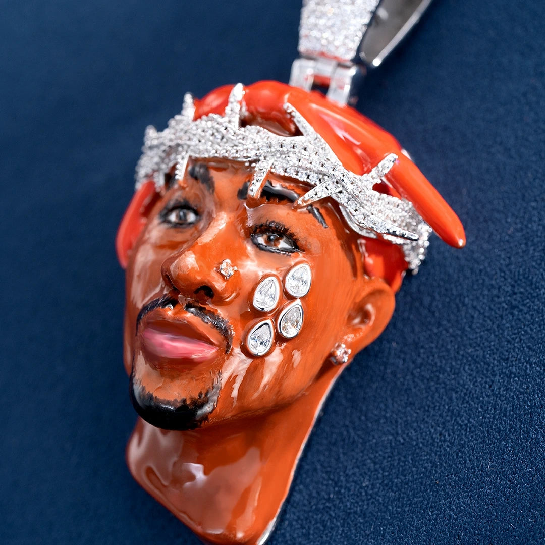 Custom Moissanite Enamel 2pac Pendant