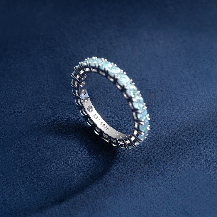 3mm Blue Moissanite Eternity Ring