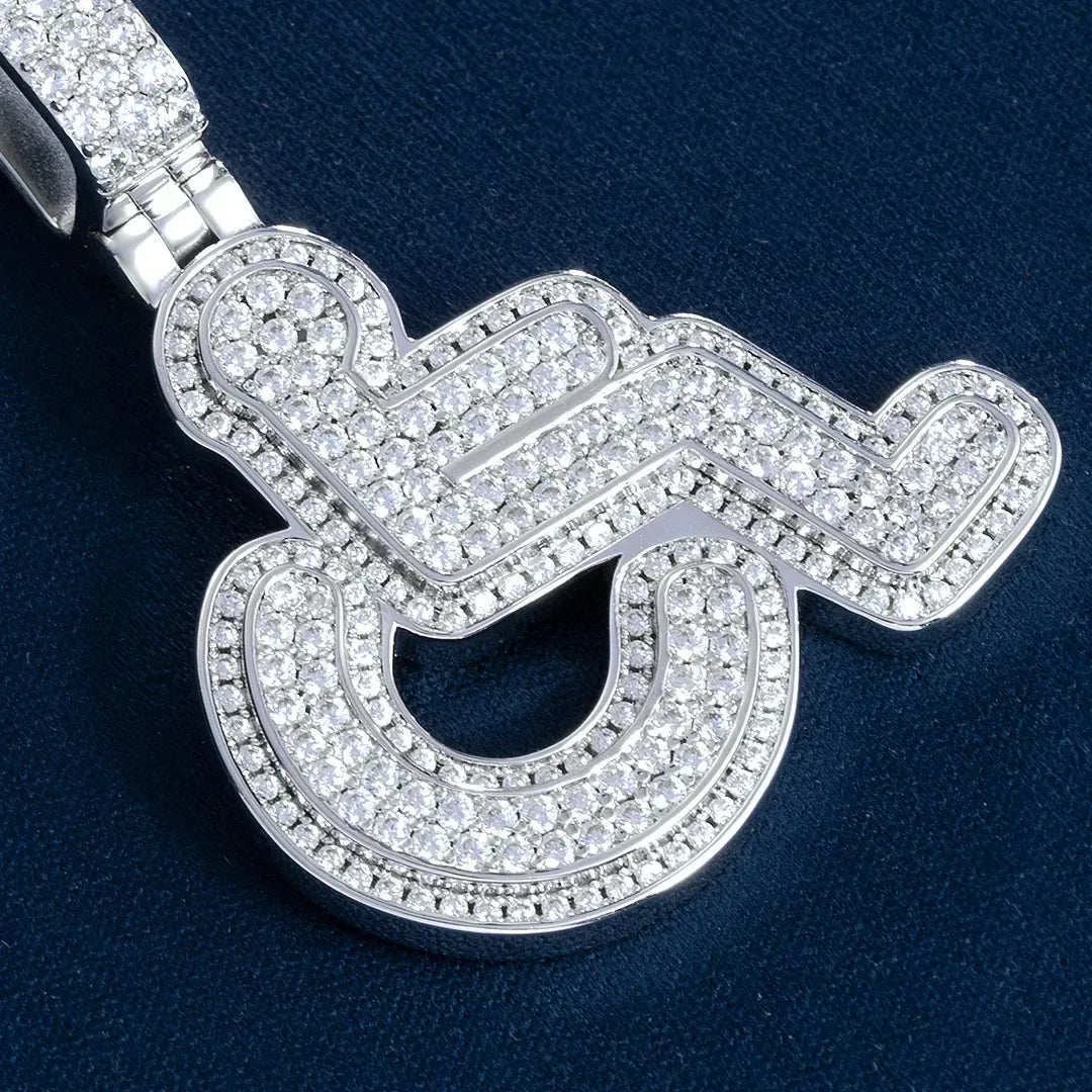 S925 Moissanite Layered Wheelchair Symbol Pendant