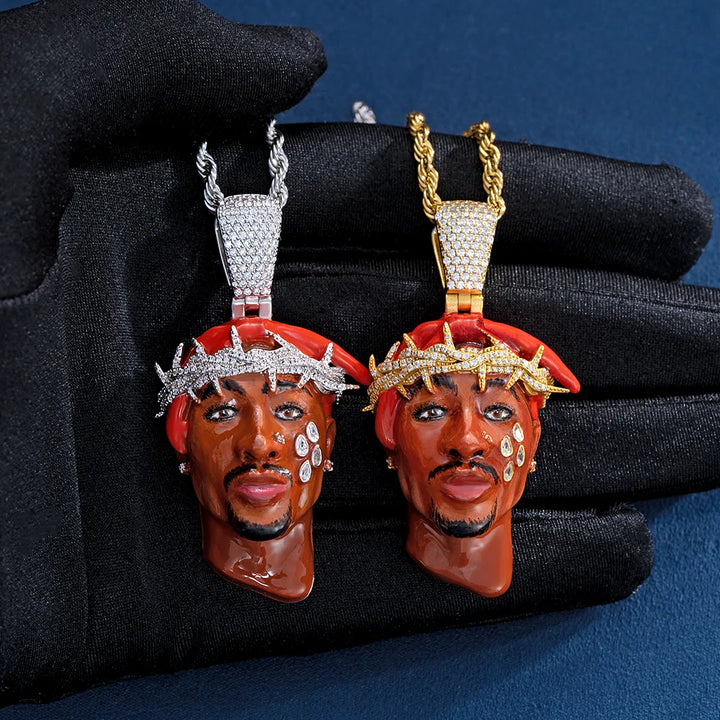Custom Moissanite Enamel 2pac Pendant
