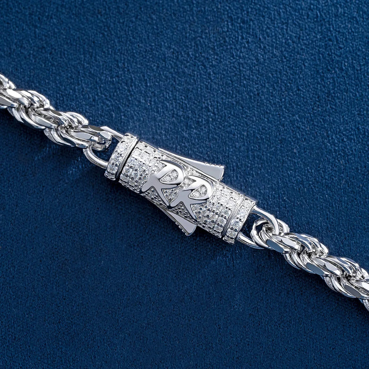Italian 5mm Rope Bracelet Or Chain with Moissanite Clasp