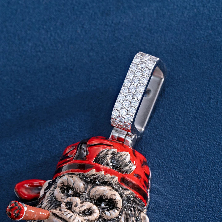 Moissanite Enamel Smoking APE Pendant