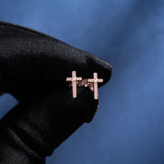 Solid Gold Accent Cross Stud Earrings
