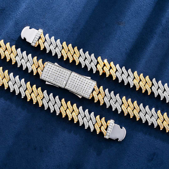Made to Order 12mm S925 Moissanite Spiked Laurel Cuban Chain or Bracelet