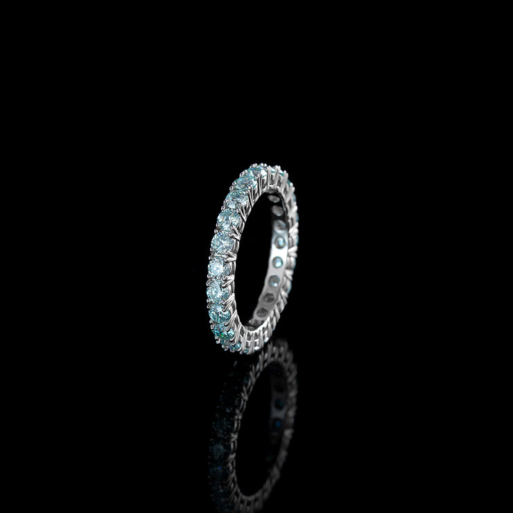 3mm Blue Moissanite Eternity Ring