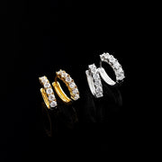 14K Solid Gold Moissanite Single Row Hoop Earrings