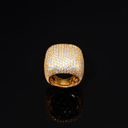 Cluster Fully Iced Pinky Ring in Yellow Gold