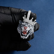 Moissanite Enamel Crown Tiger Pendant