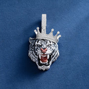 Moissanite Enamel Crown Tiger Pendant