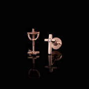 Solid Gold Accent Cross Stud Earrings