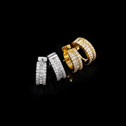 14K Solid Gold Moissanite Princess Cut Hoop Earrings