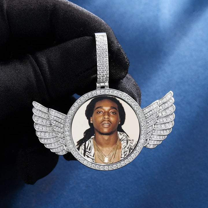 S925 Custom Photo Pendant With Wings